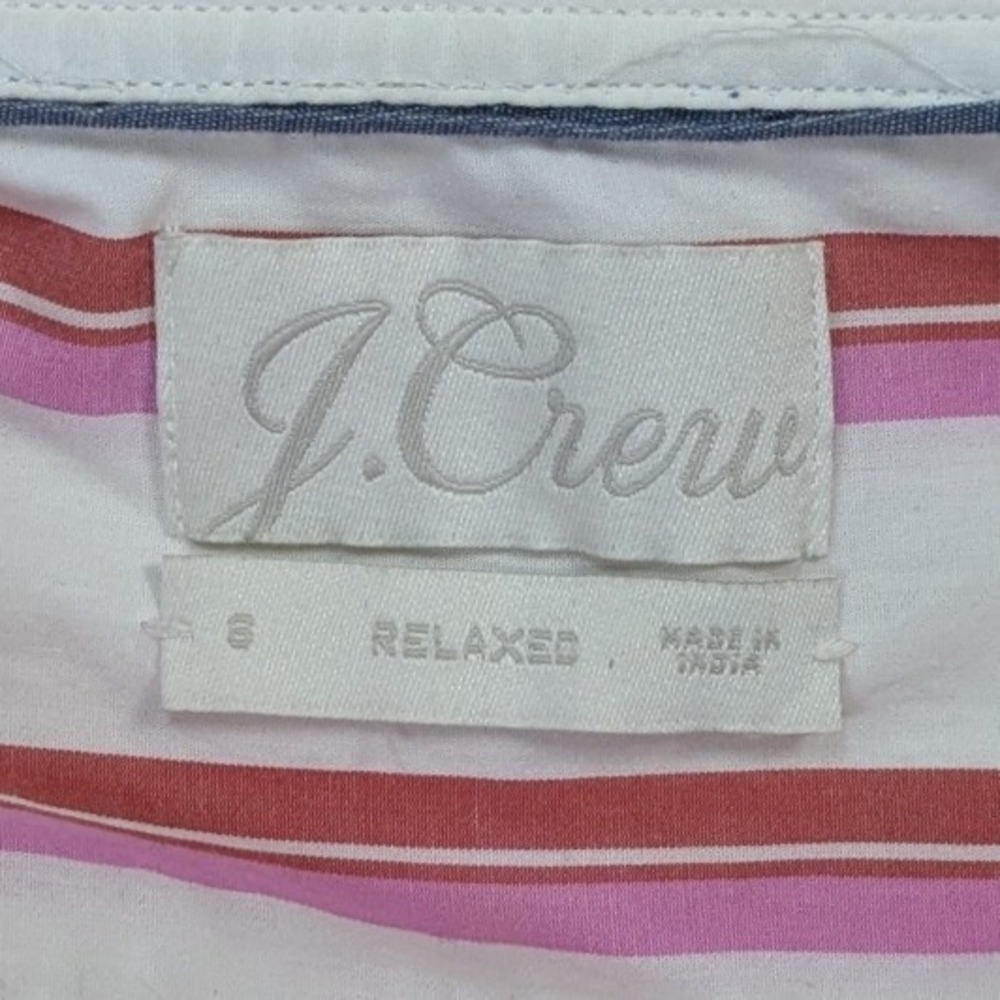 J.Crew Womens Relaxed Fit Striped Button Down Shirt Preppy Colorful Cotton 6 - Picture 2 of 8